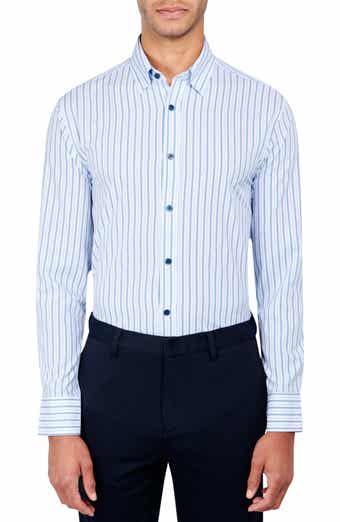 Regular Fit Stripe Performance Stretch Dress Shirt