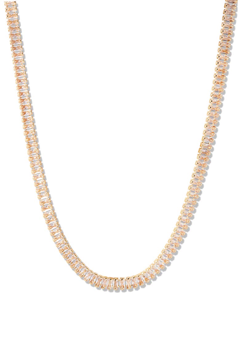 Priya Cubic Zirconia Tennis Necklace, Main, color, GOLD