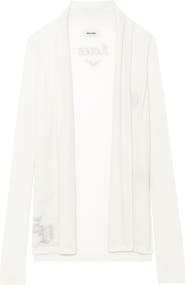 Zadig & Voltaire Robyn Beaded Heart Detail Tissue Weight Cashmere Cardigan