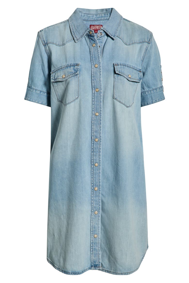 Cotton Blend Denim Shirtdress, Main, color, MARS BLUE