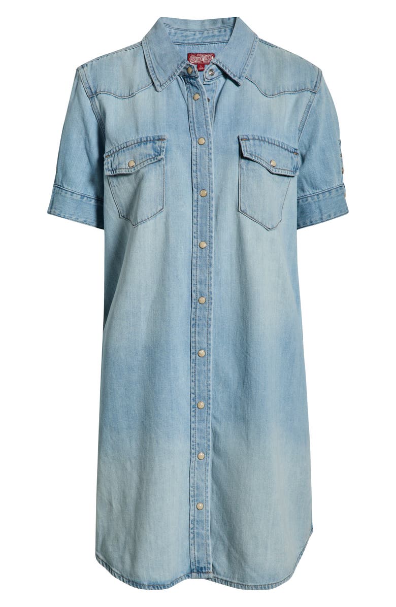 Lucky Brand Cotton Blend Denim Shirtdress, Main, color, Mars Blue