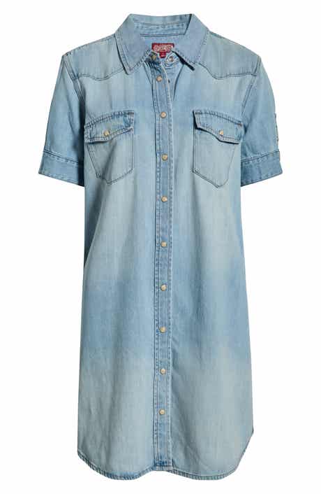 Cotton Blend Denim Shirtdress