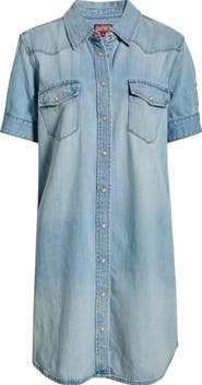Lucky Brand Cotton Blend Denim Shirtdress
