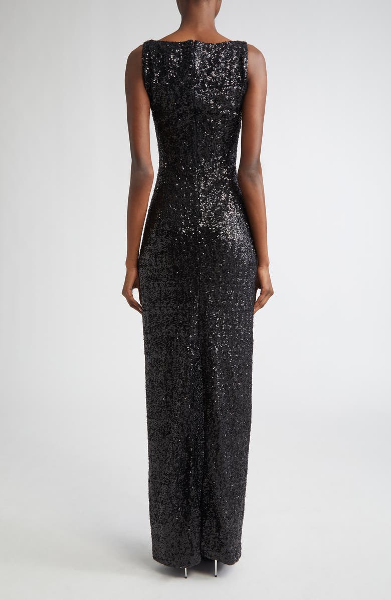 Michael Kors Collection Sequin Column Gown, Alternate, color, Black