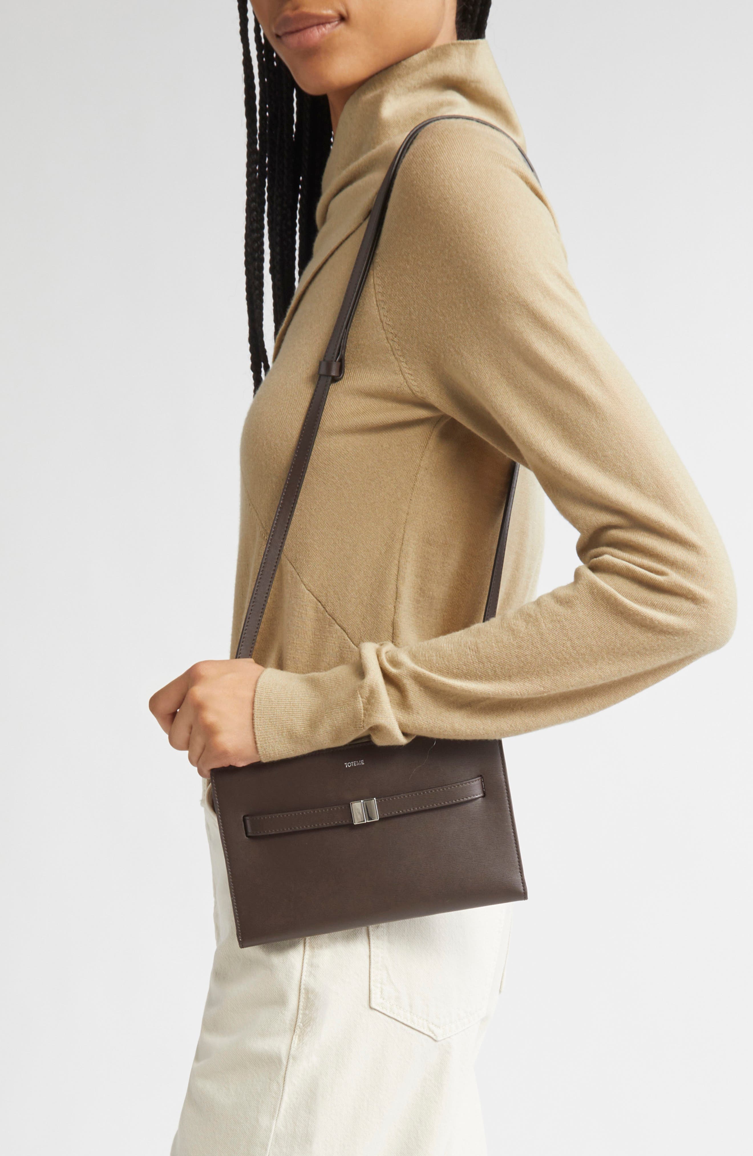 TOTEME Belted Leather Crossbody Bag, Alternate, color, Bark