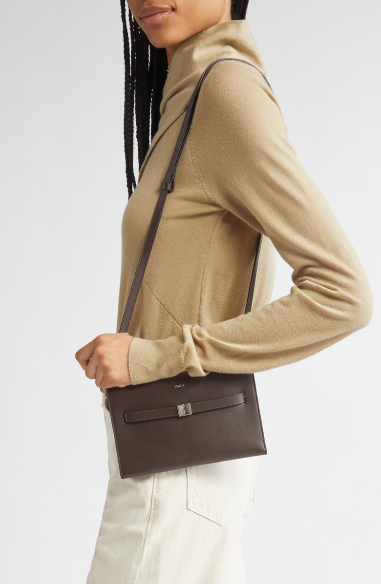 TOTEME Belted Leather Crossbody Bag, Alternate, color, Bark