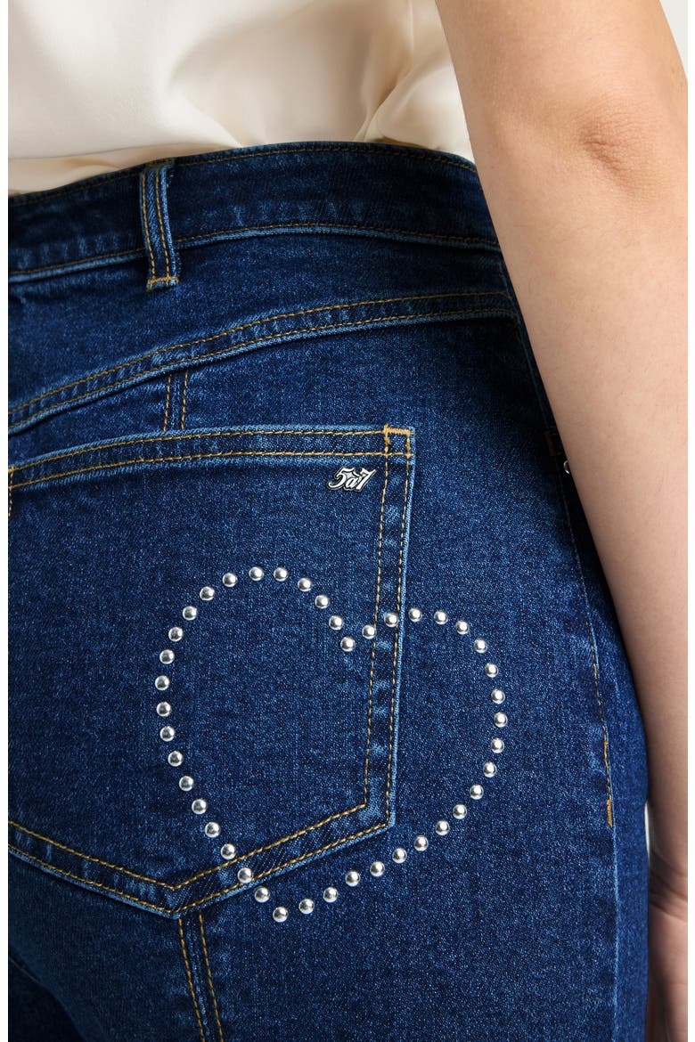Stud Detail Flare Leg Jeans, Alternate, color, OCEANE/ SILVER
