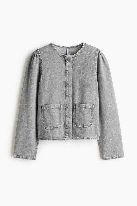 Puff-sleeved Denim Jacket