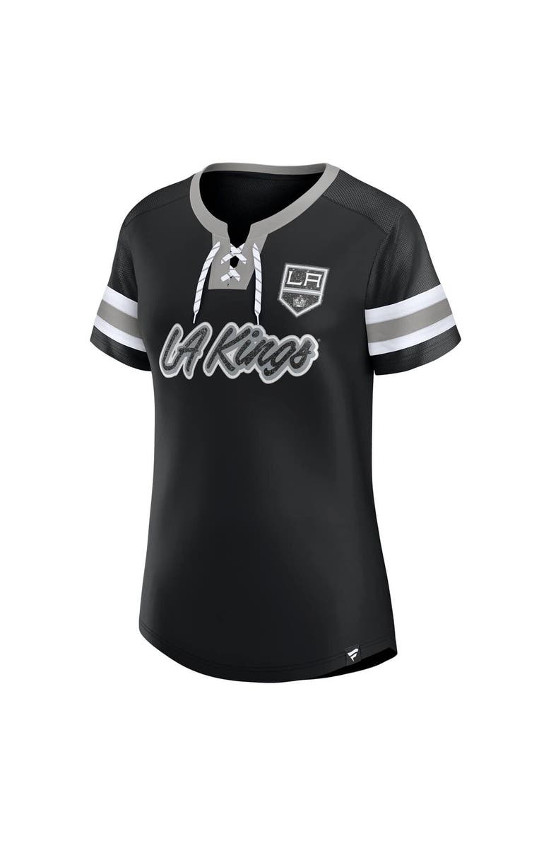 FANATICS Women's Fanatics Black Los Angeles Kings Iconic Athena Lace-Up T-Shirt, Alternate, color, Black