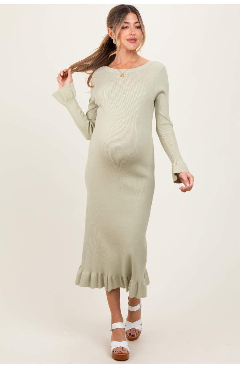 PinkBlush Ribbed Knit Bow Back Maxi Dress, Alternate, color, Light Olive