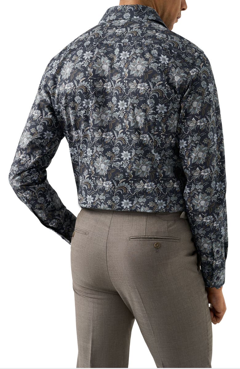 Eton Slim Fit Floral Cotton Dress Shirt, Alternate, color, Dark Blue