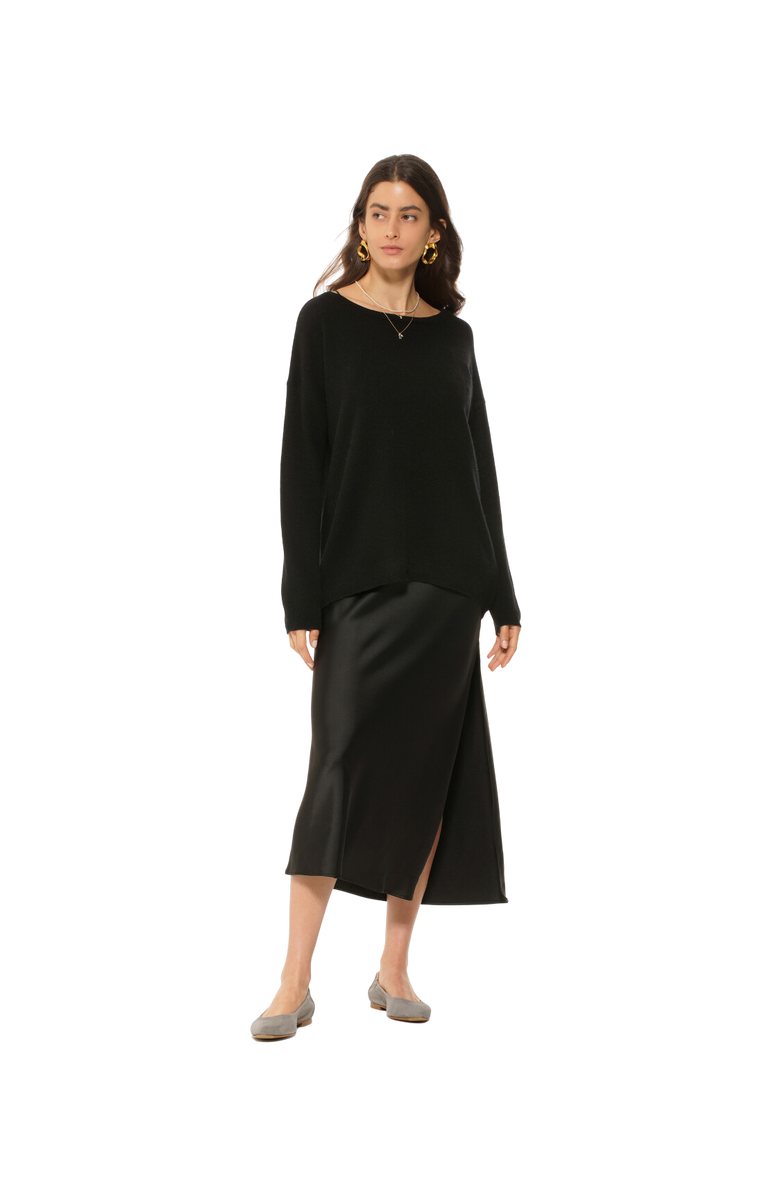 Monticelli Cashmere Lightweight Oversized Pure Cashmere Boatneck Sweater, Alternate, color, Black