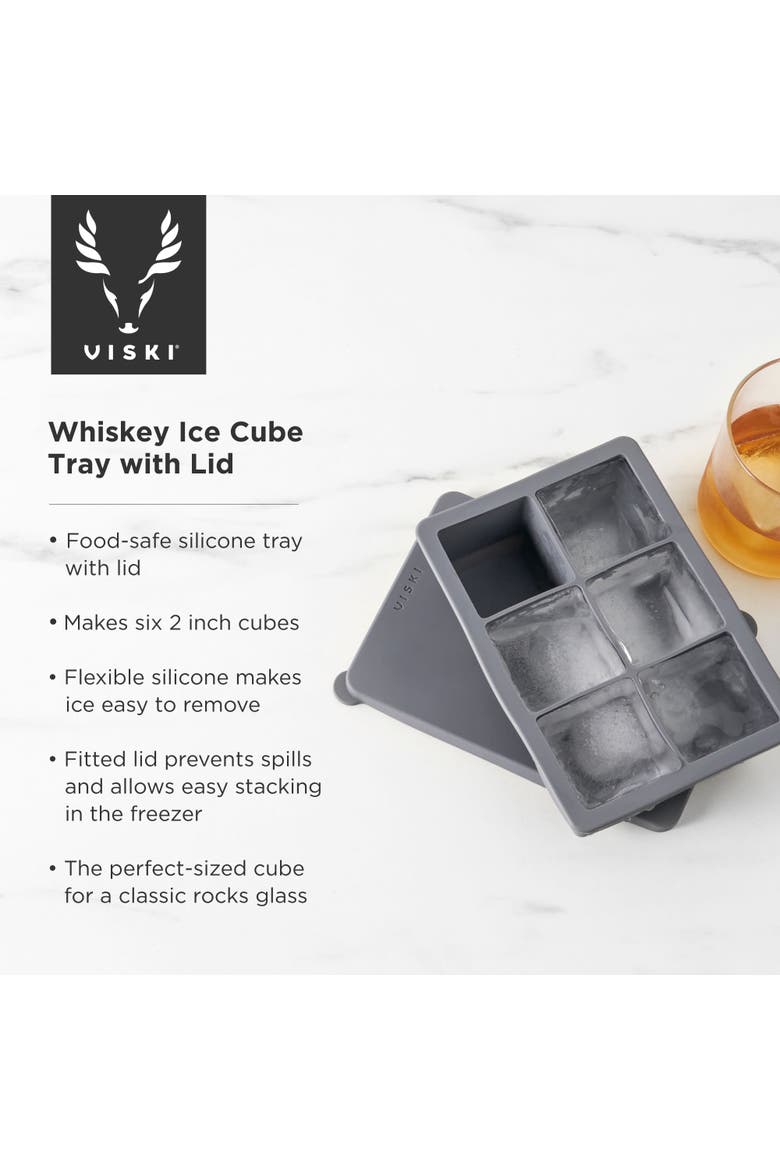 Glacier Whiskey Ice Cube Tray with Lid in Grey, Alternate, color, GREY