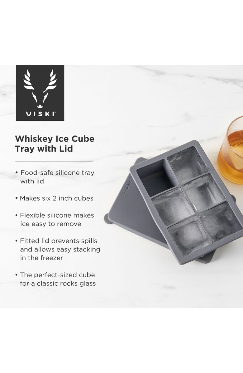 Viski Glacier Whiskey Ice Cube Tray with Lid in Grey, Alternate, color,