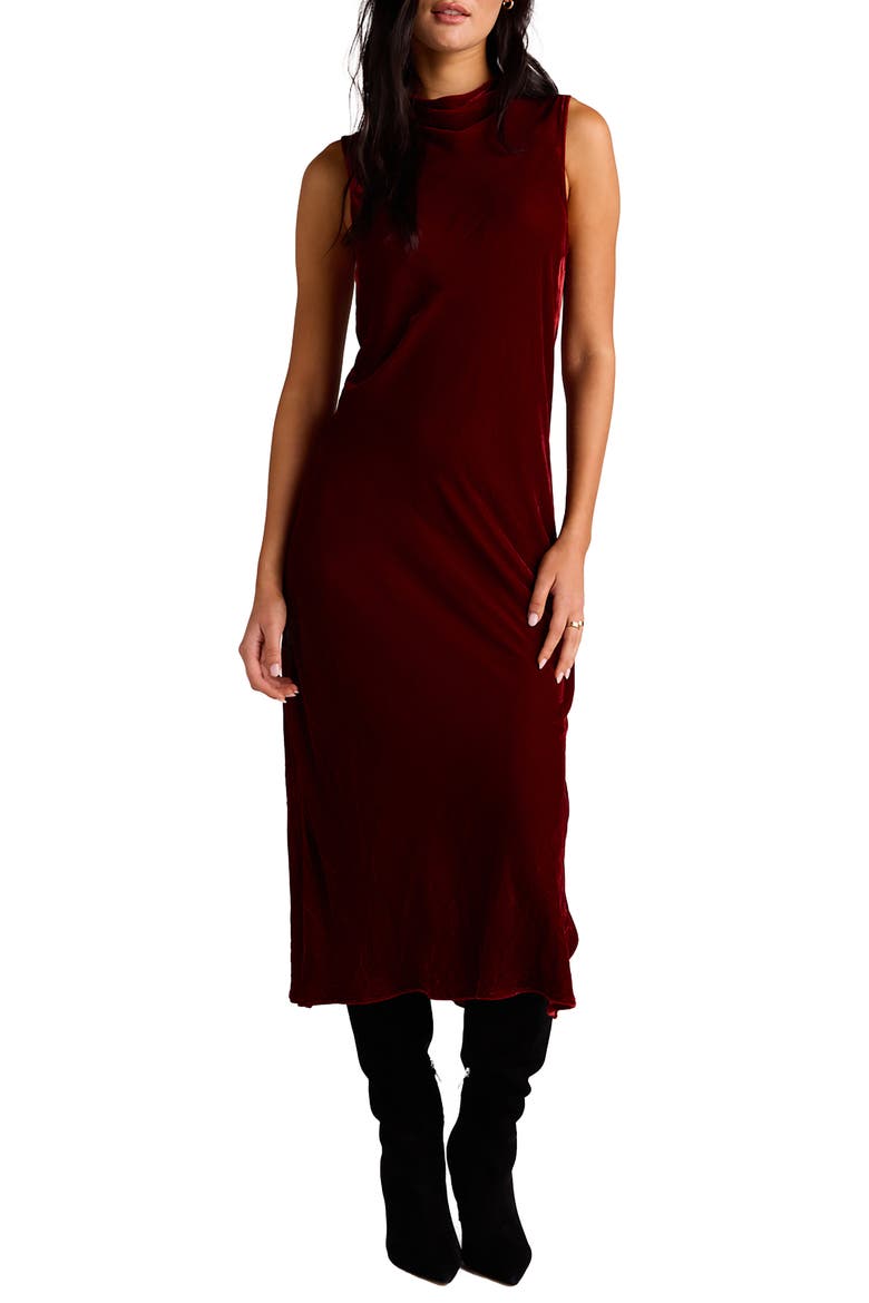 Sleeveless Velvet Dress, Main, color, WINTER ROUGE