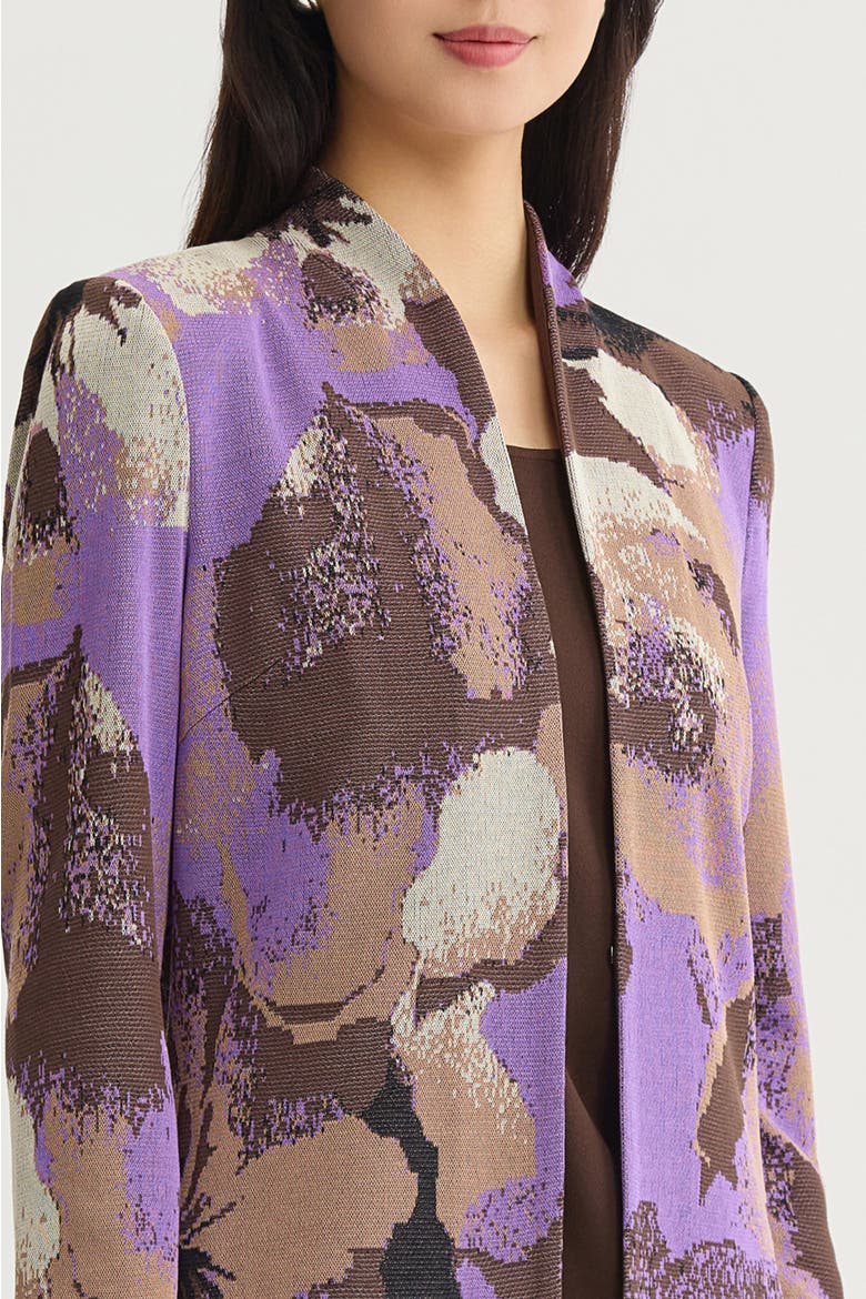 Multi Colored Jacquard Knit Jacket, Alternate, color, Sunset Purple/Dark Umber