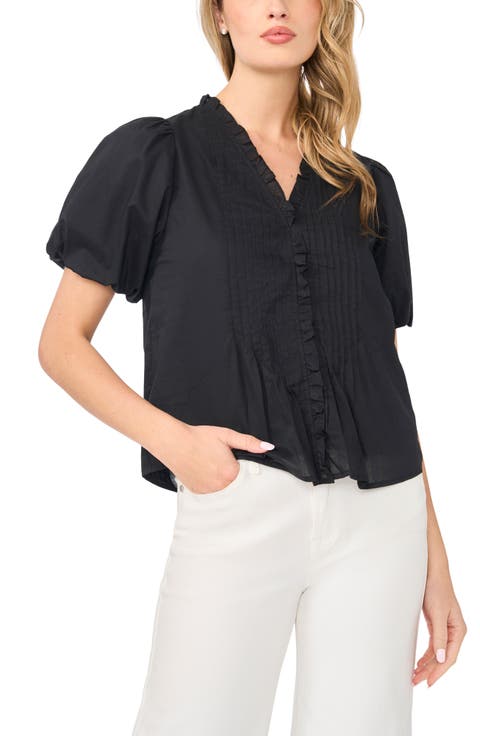 Pintuck Detail Cotton Voile Top