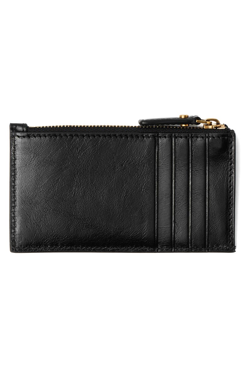 Medusa Leather Zip Card Case, Alternate, color, BLACK ROSEWOOD GOLD