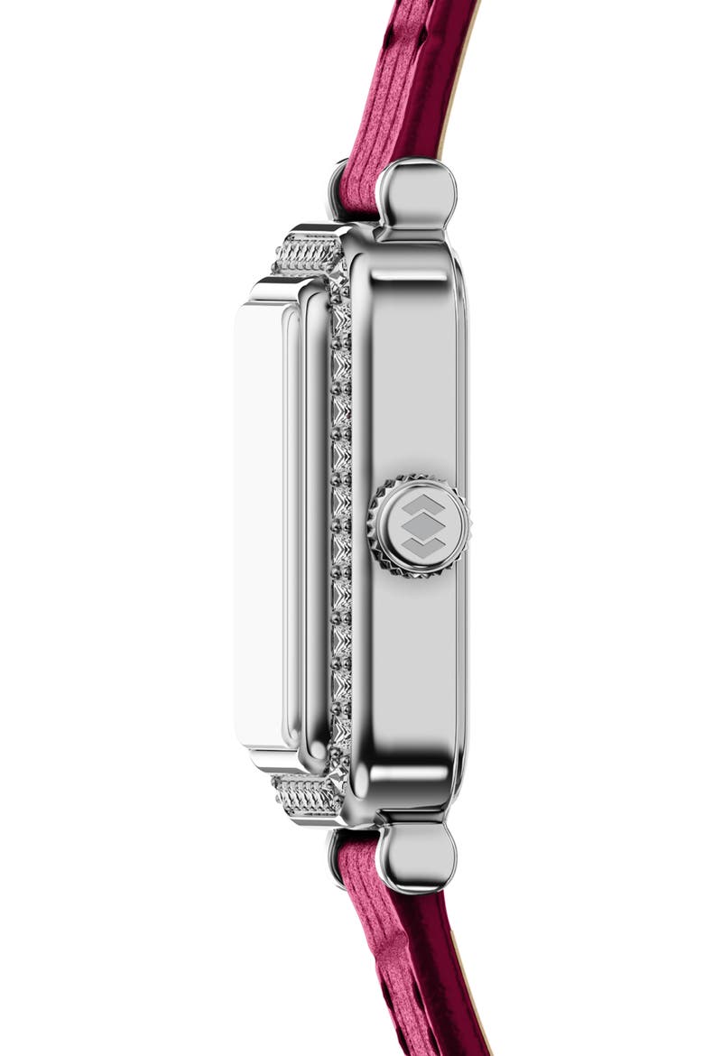 Mini Raquel Heart Tank Leather Strap Watch, 18mm x 29mm, Alternate, color, WHITE/ PINK