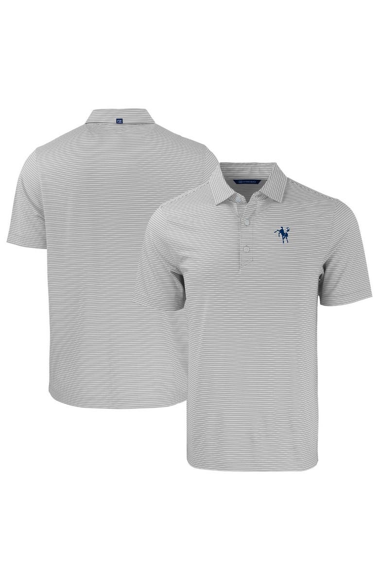 Cutter & Buck Men's Cutter & Buck  Gray/White Indianapolis Colts Throwback Big & Tall Forge Eco Double Stripe Stretch Recycled Polo, Alternate, color, 