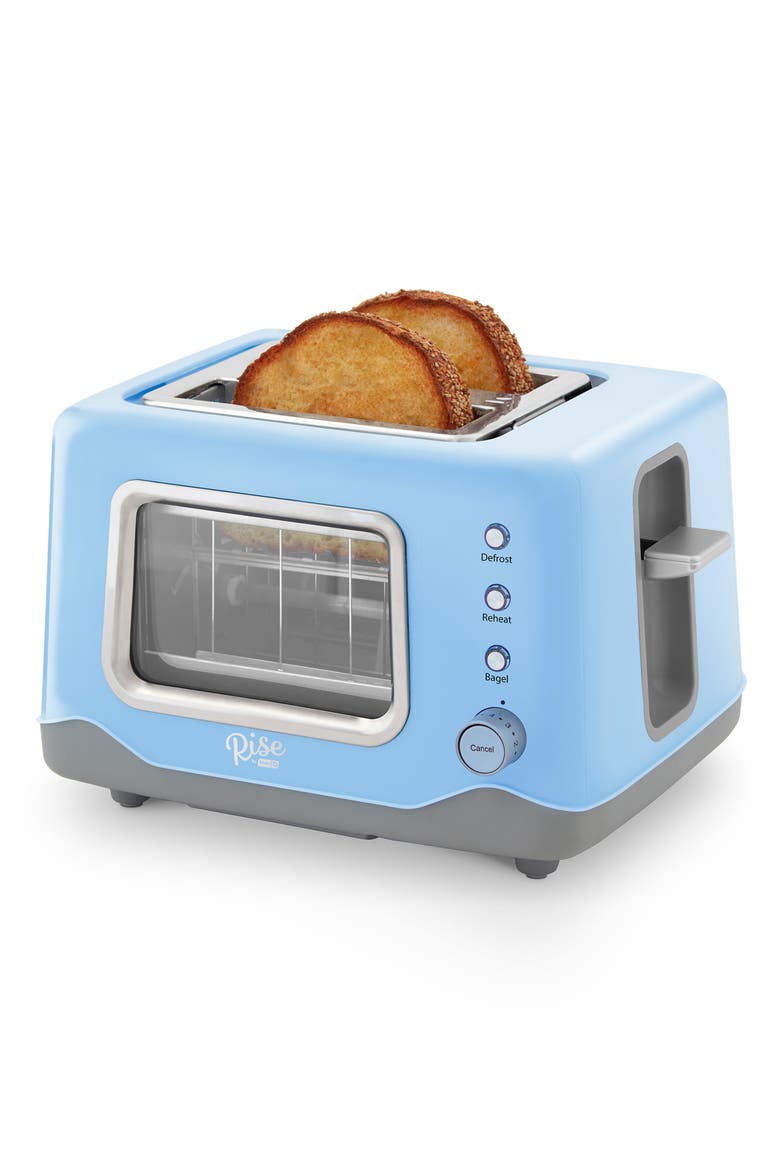 Rise by Dash 2-Slice Clear View Toaster, Alternate, color, BLUE