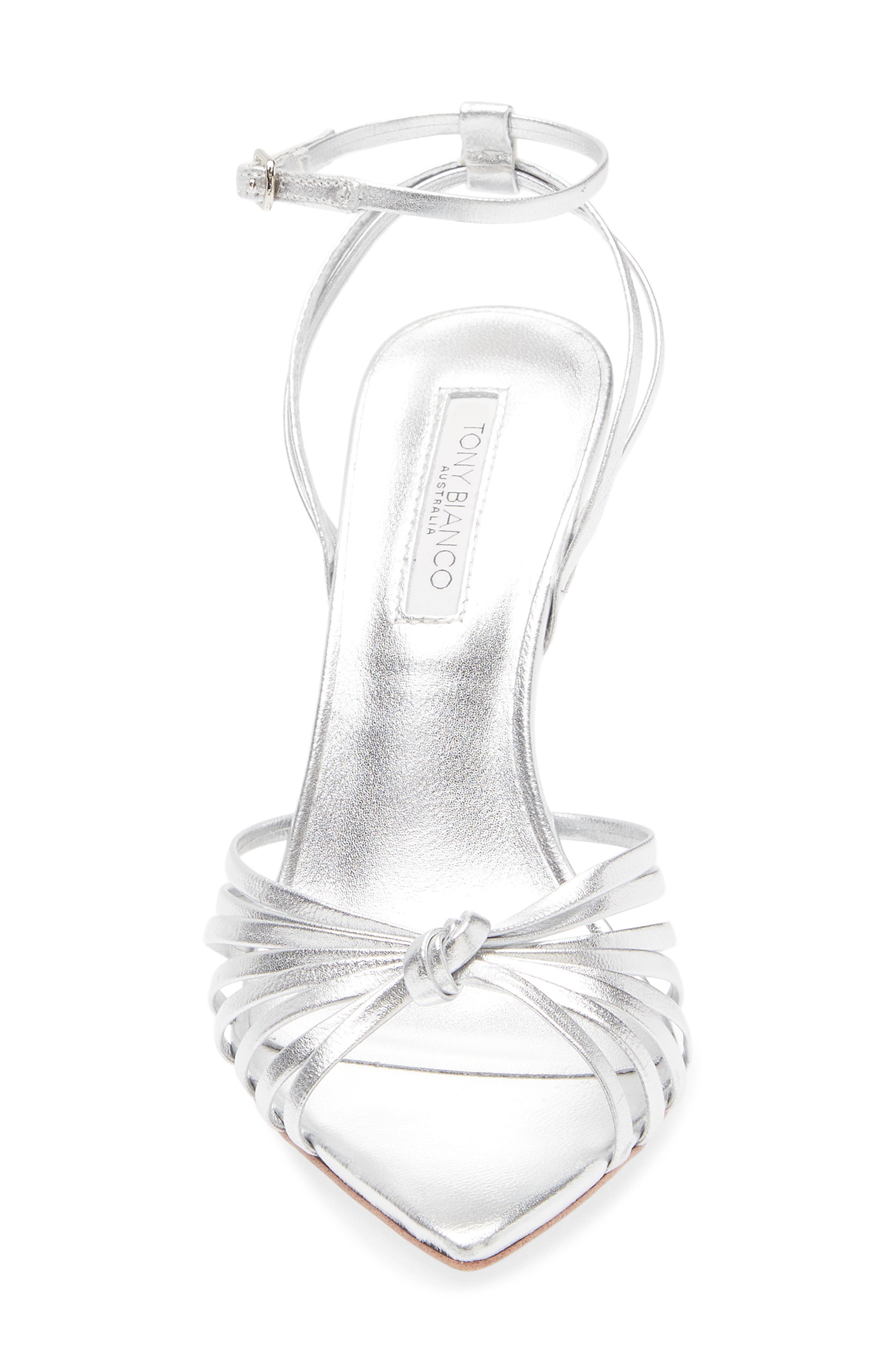 Tony Bianco Maxos Ankle Strap Pointed Toe Sandal, Alternate, color, Silver Nappa Metallic