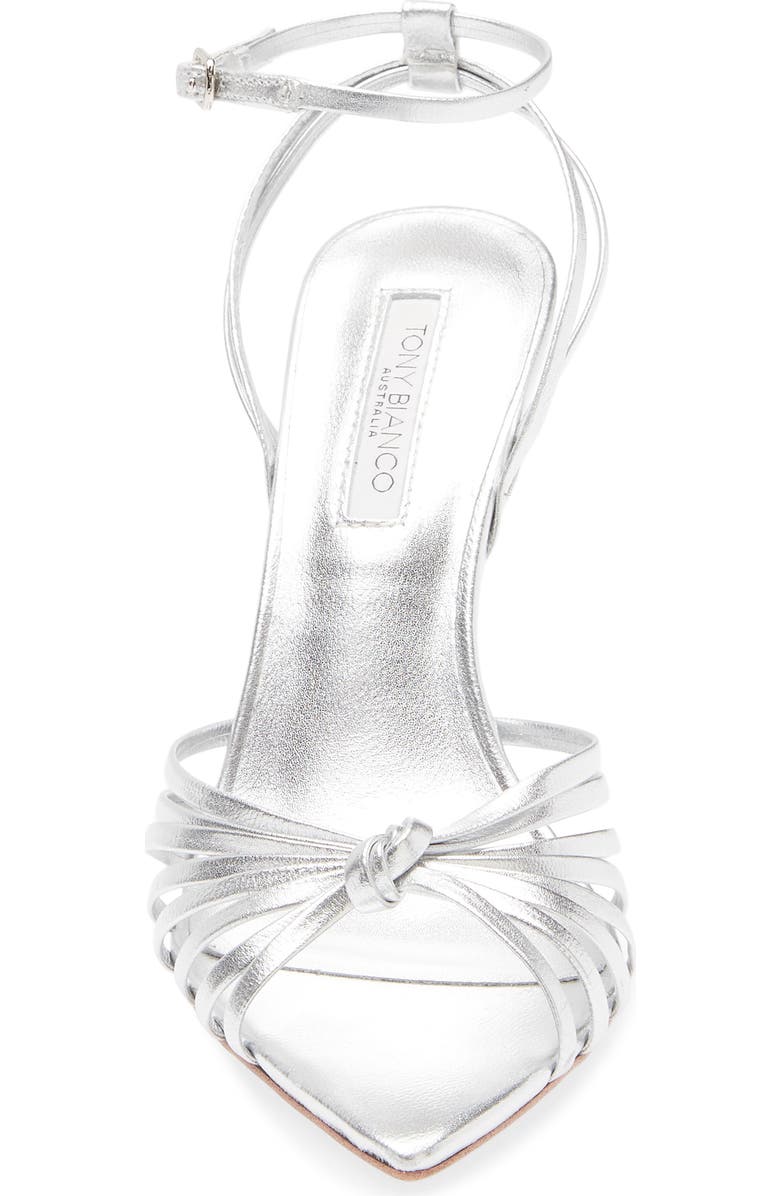 Tony Bianco Maxos Ankle Strap Pointed Toe Sandal, Alternate, color, Silver Nappa Metallic