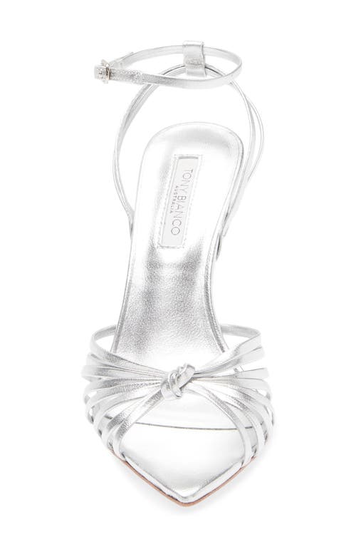 Tony Bianco Maxos Ankle Strap Pointed Toe Sandal In Silver