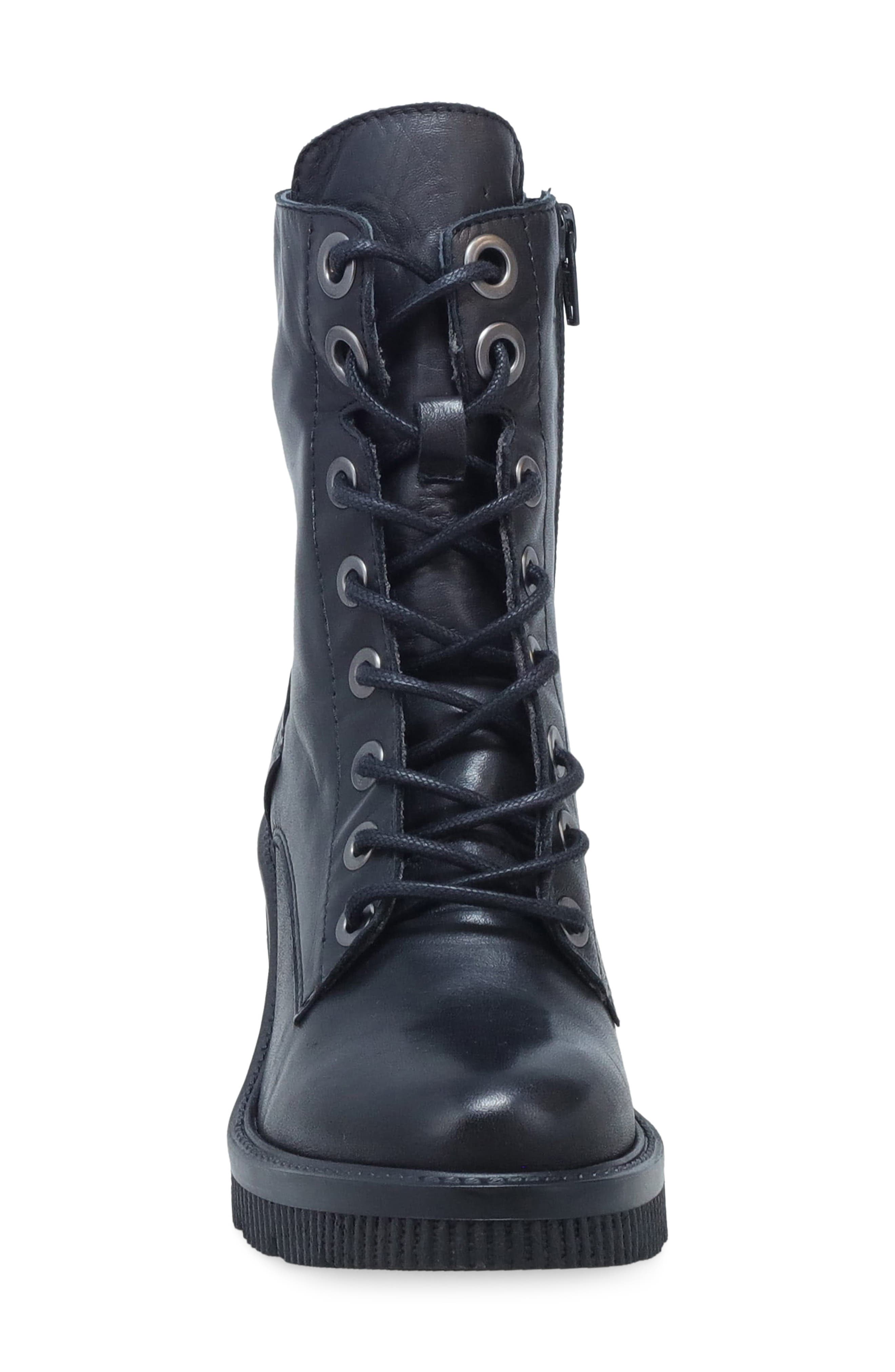 Adrienn Leather Wedge Bootie, Alternate, color, BLACK