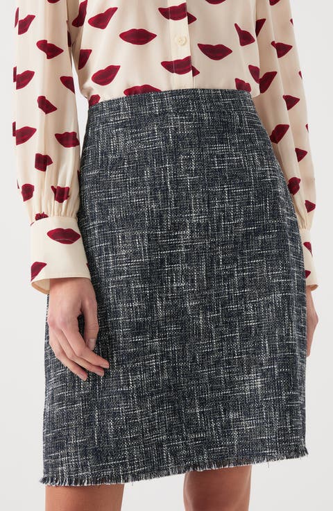 Suzie Fray Hem Tweed Skirt