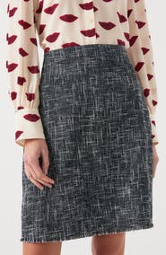 LK Bennett Suzie Fray Hem Tweed Skirt