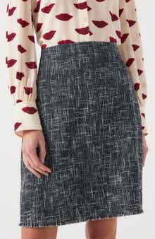 LK Bennett Suzie Fray Hem Tweed Skirt