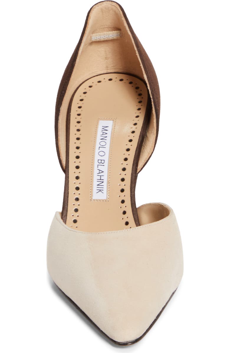 Manolo Blahnik Taylerbinu d'Orsay Pump, Alternate, color, Light Beige/ Dark Brown
