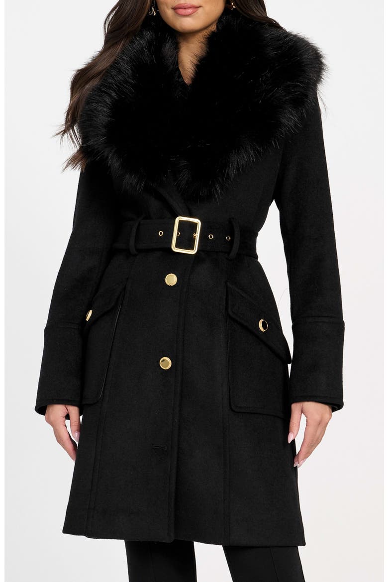 Alice Belted Coat with Removable Faux Fur Collar (Women) | Nordstrom