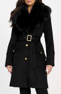 Marciano Alice Belted Coat with Removable Faux Fur Collar