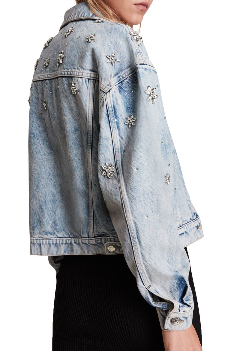 Monty Embellished Denim Jacket, Alternate, color, LIGHT INDIGO