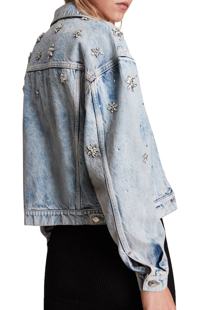 AllSaints Monty Embellished Denim Jacket, Alternate, color,