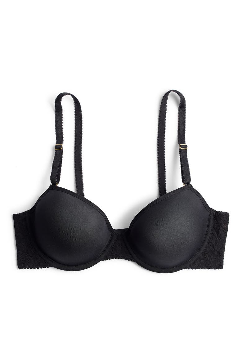 Signature Lace Underwire Demi T-Shirt Bra, Alternate, color, BLACK