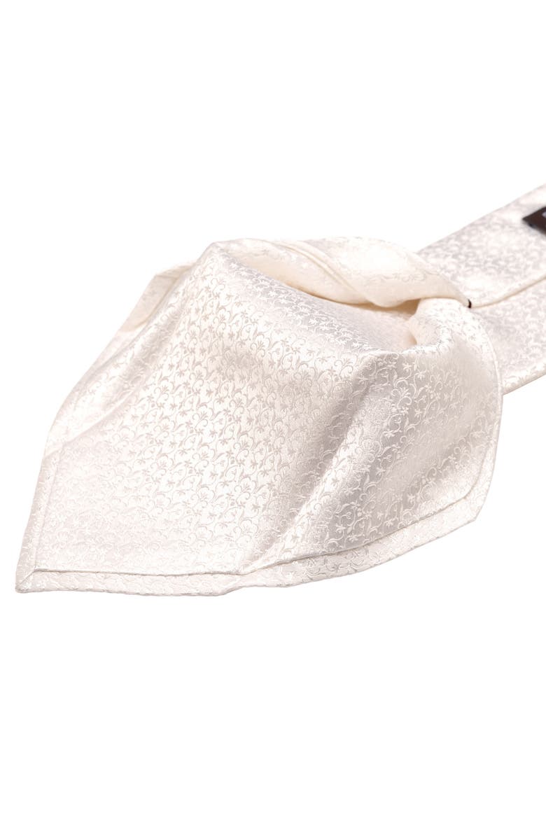 Parioli - Extra Long Silk Jacquard Tie for Men, Alternate, color, White