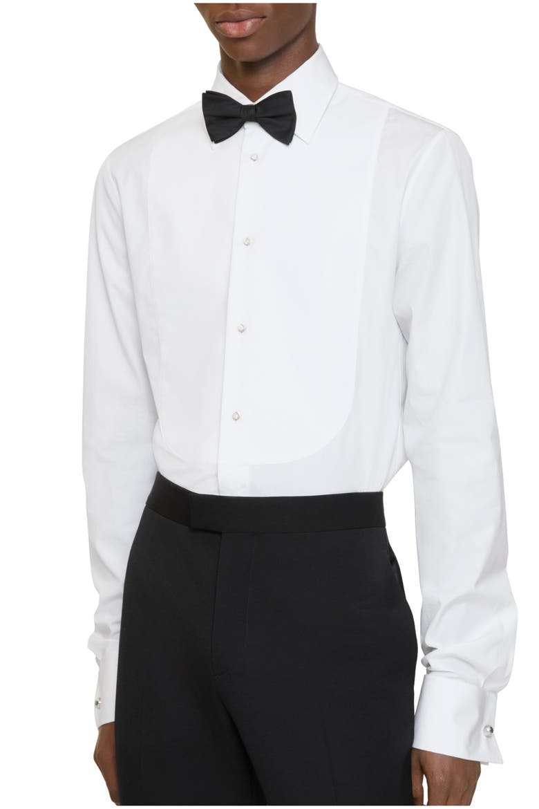 Slim Fit Cotton Tuxedo Shirt, Main, color, White