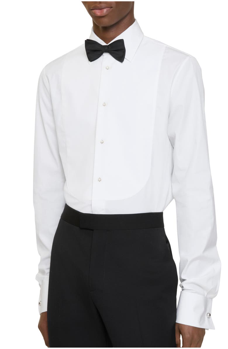 Burberry Slim Fit Cotton Tuxedo Shirt, Main, color, White