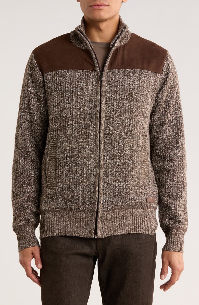 Buffalo Jeans Weldon Zip Cardigan, Main, color, Brown Mix
