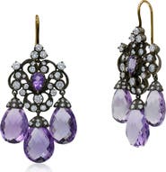 Fred Leighton Amethyst & Diamond 3-Drop Chandelier Earrings