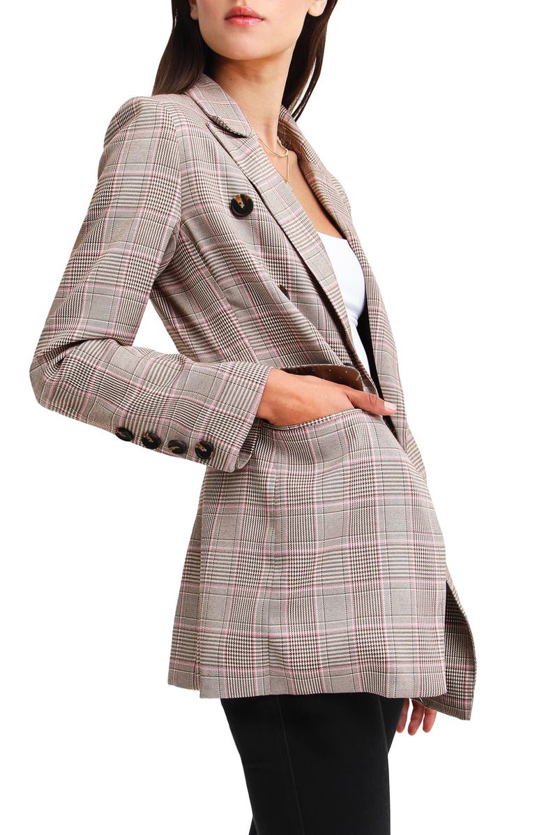 Belle & Bloom Too Cool For Work Plaid Blazer, Alternate, color, Brown