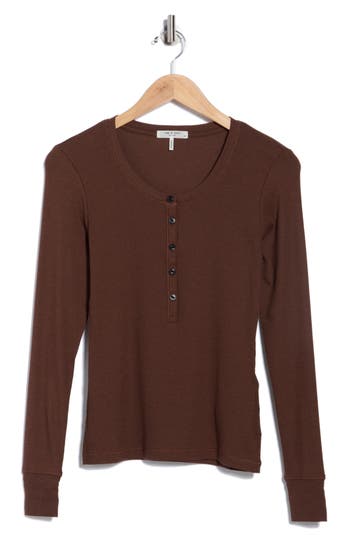 Rag & Bone Essie Rib Henley In Brown