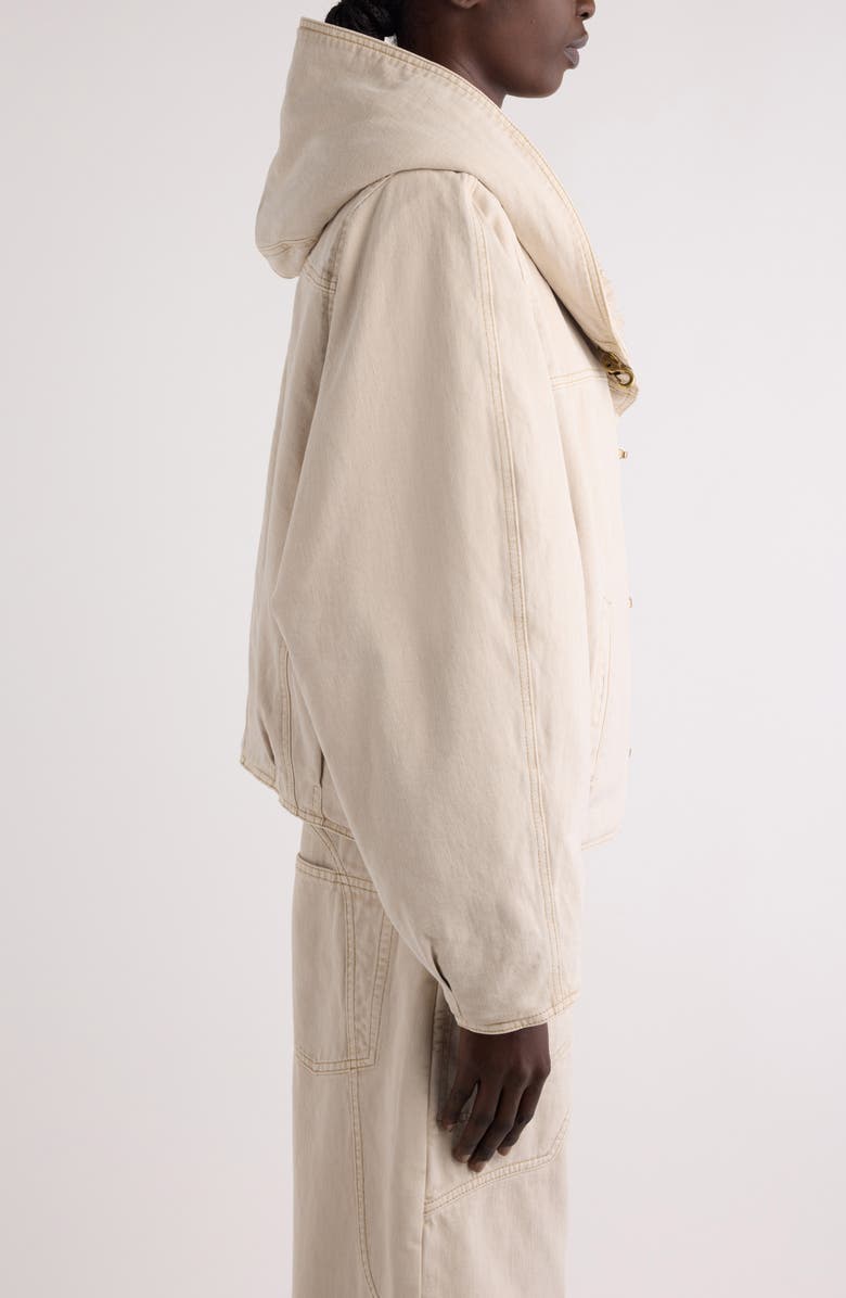 Isabel Marant Biane Faux Shearling Lined Denim Hooded Jacket, Alternate, color,