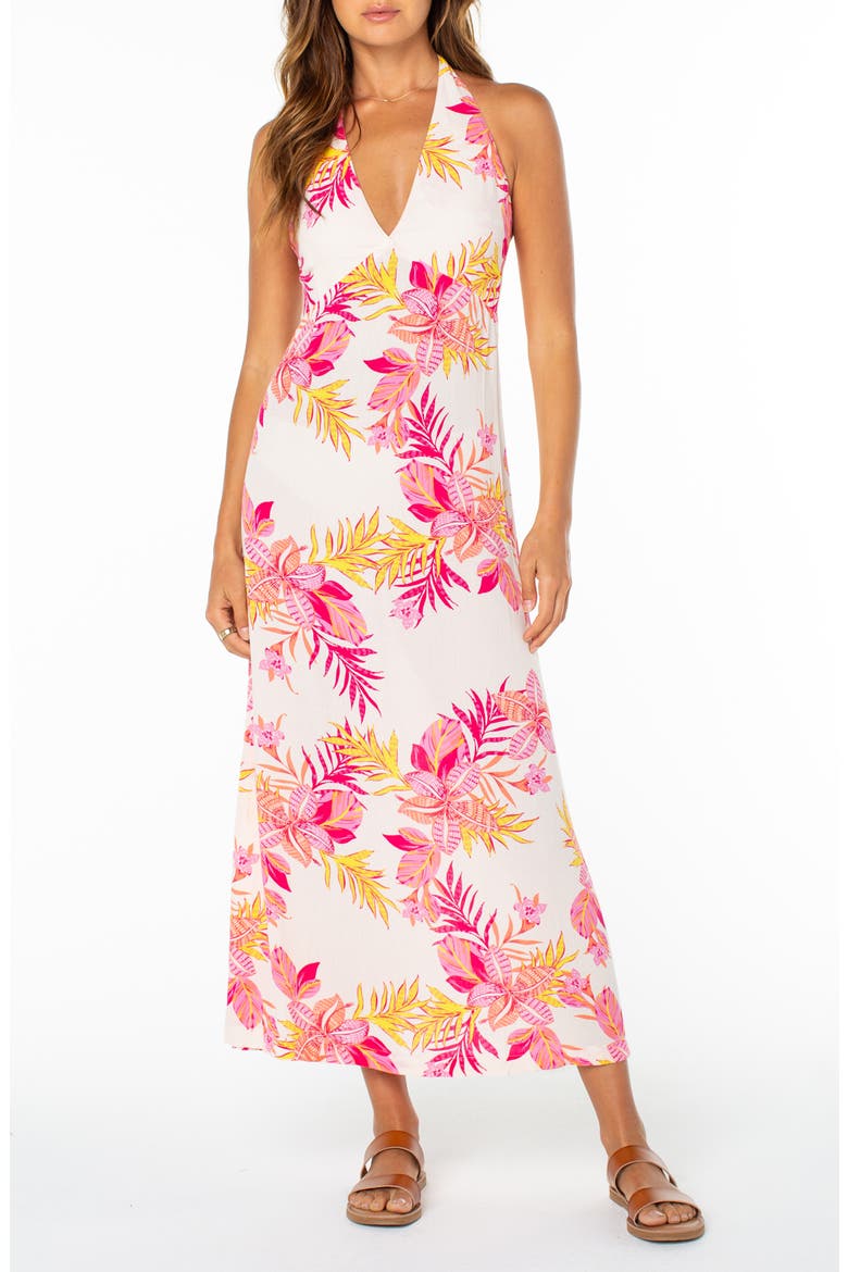 Beach Day Floral Halter Maxi Dress, Main, color, DEW