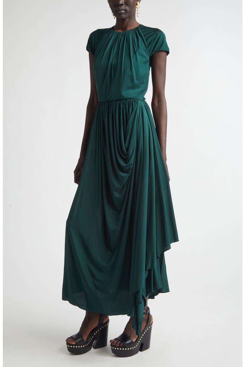 Draped Jersey Maxi Dress, Alternate, color, GREEN FOREST
