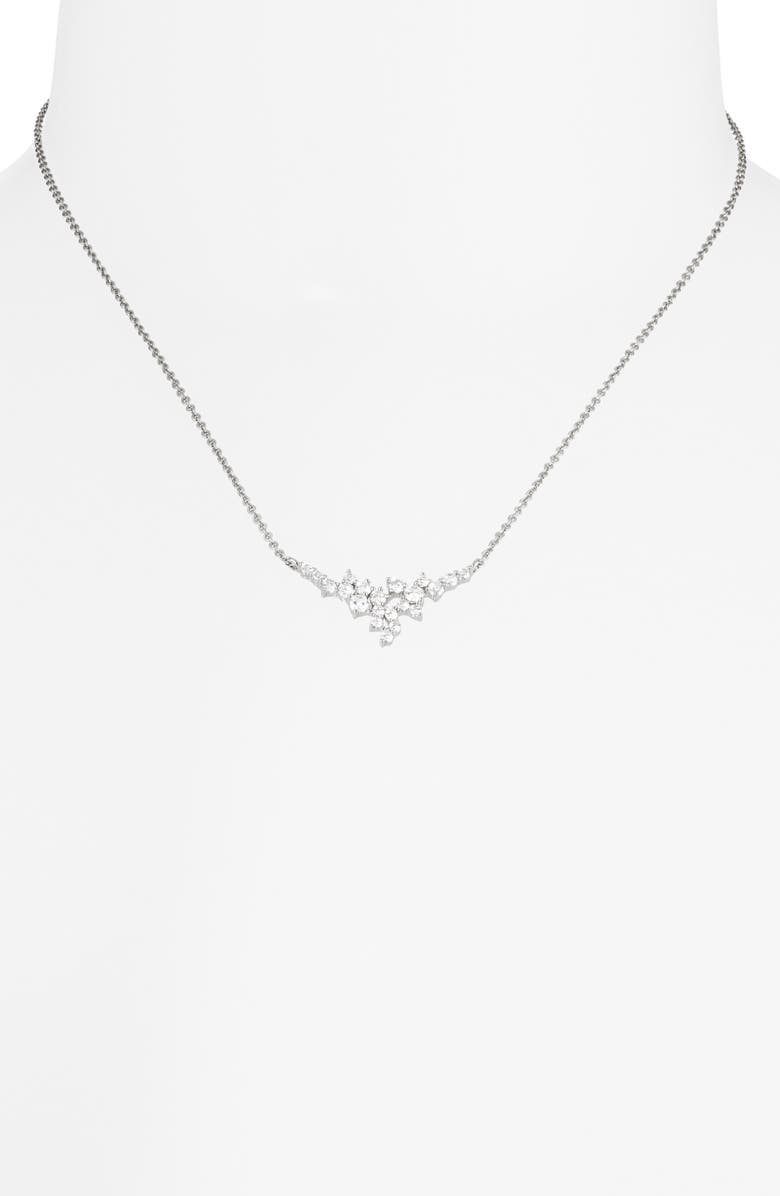 NORDSTROM RACK Cluster CZ Necklace, Alternate, color, Clear- Silver