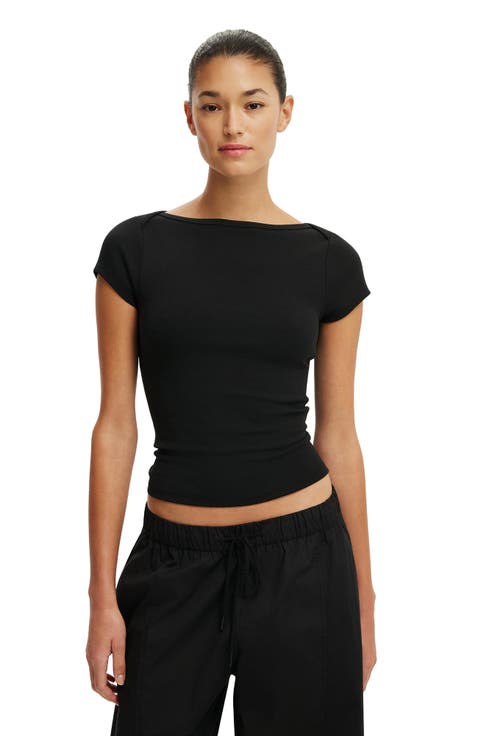 Women's Boatneck Cap Sleeve Tee